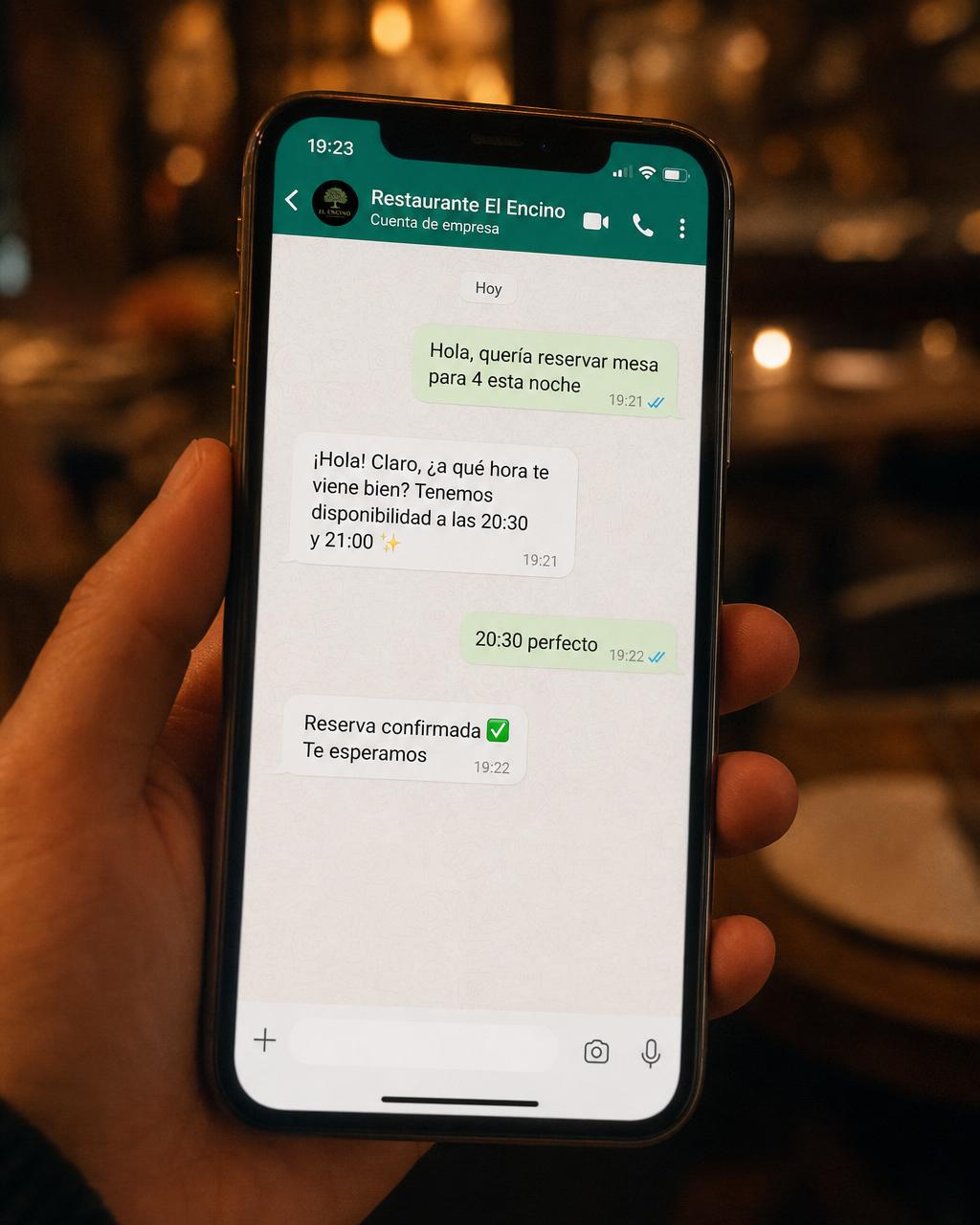 Conversación de WhatsApp automatizada para reservas de restaurante